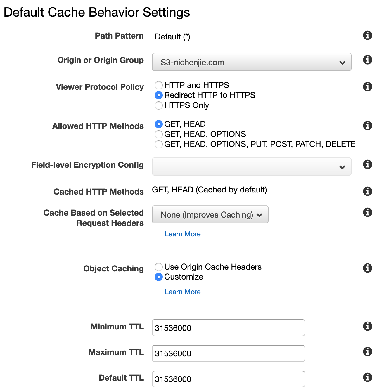 CloudFront Cache Behavior Settings 1